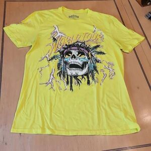 World tour premier graphic neon yellow men's tshirt size Large